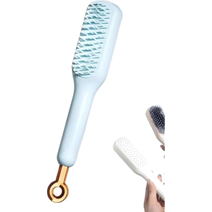 Detangling Brush Self Cleaning Hair Brush for Women and Men, Zipper Hair Brush for Easy Hair Extraction - Image 1